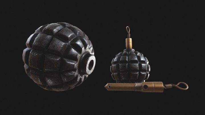 Kugel Grenade Model 1913 German WW1 game-ready 3D Model