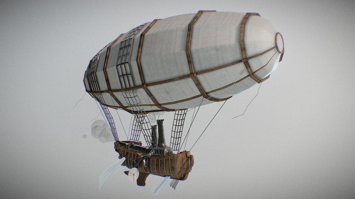 Steampunk Flying Ship 3D Model