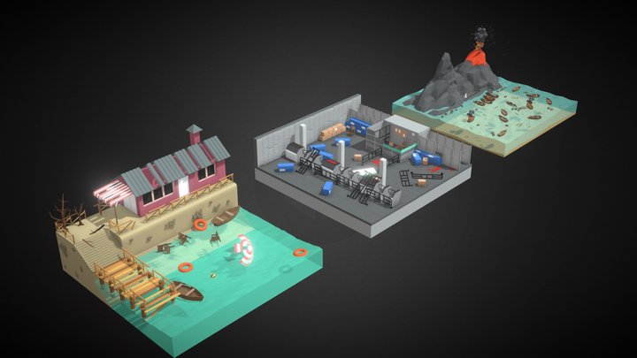 Polygon Zombie Environment Pack Combo 3D Model