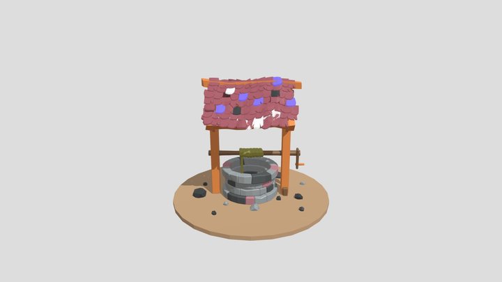 Stylised Low Poly water well 3D Model