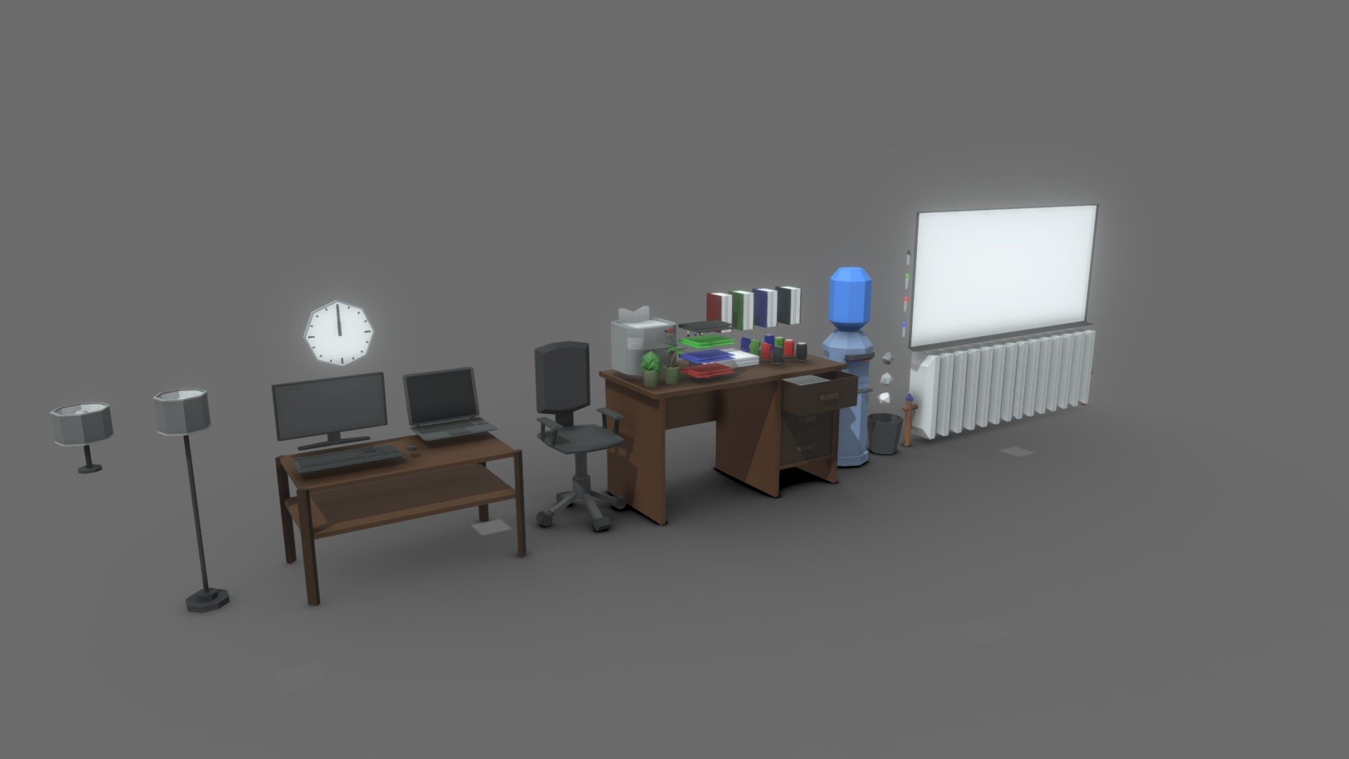 3D model office trash can VR / AR / low-poly