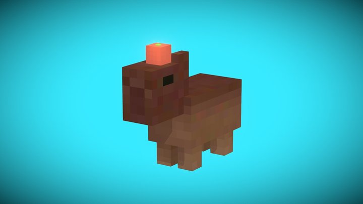 Capybara with an orange on it's head 3D Model