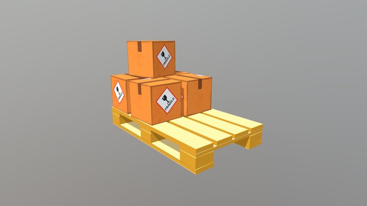 Palette mit Kartons 3D Model
