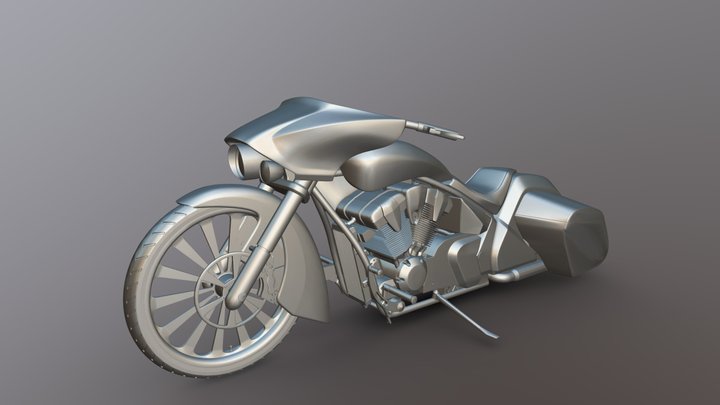 Bagger Chopper Motorcycle Ready to Print STL 3D Model