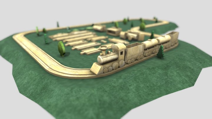Wooden railway 3D Model
