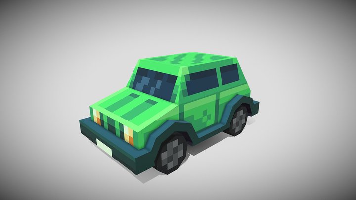 Mini Car Green 01b 3D Model