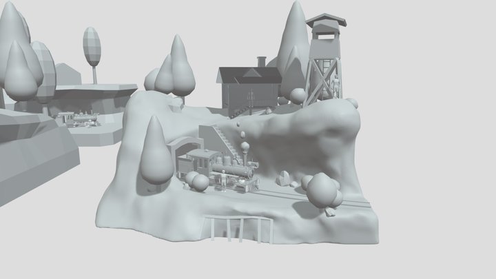 The Forest Loner - Diorama and House Blockout 3D Model