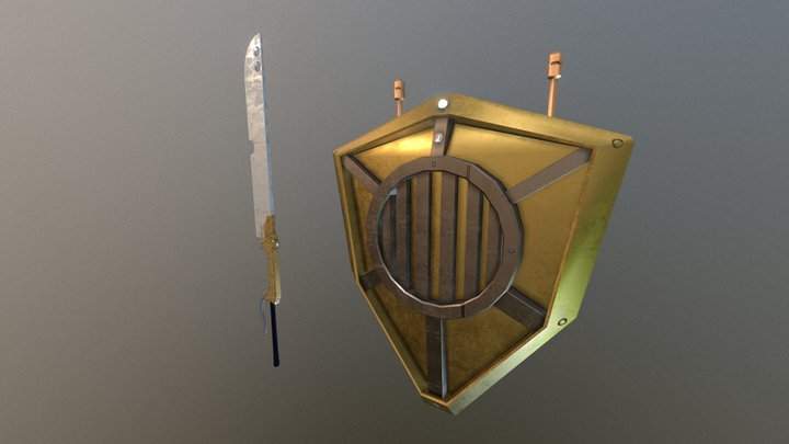 Steampunk Sword And Shield 3D Model