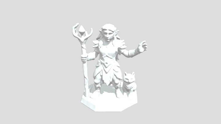 Elven Druid Female D&D Character 3D printable