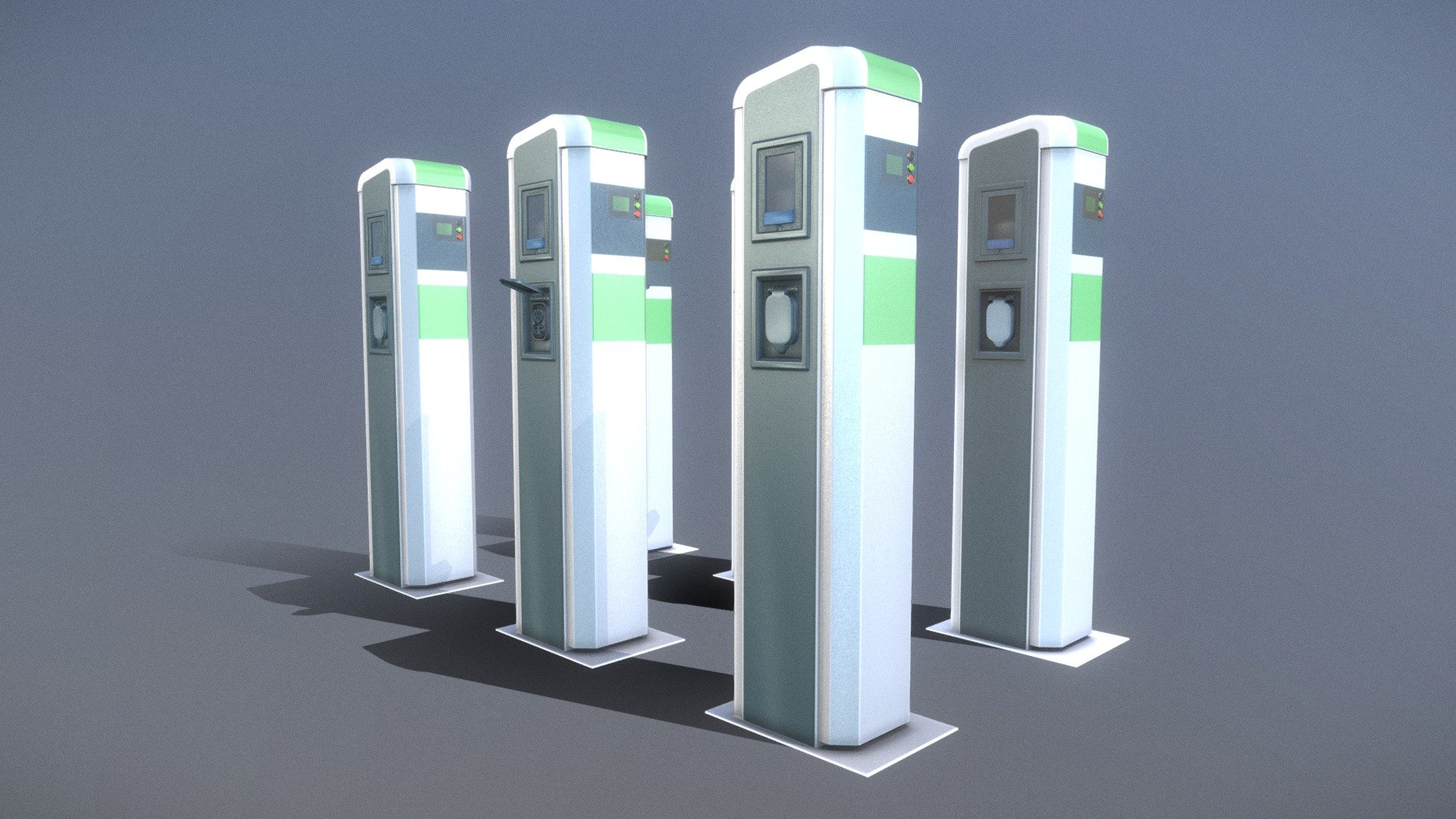 Electric Vehicle Charging Station 1 LowPoly Buy Royalty Free 3D