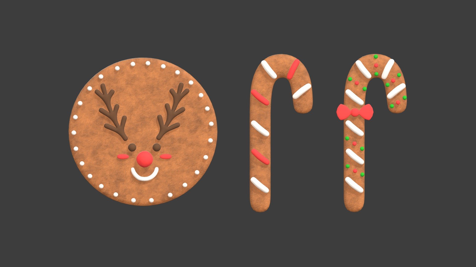Gingerbread Christmas Cookie 2 - Candy&Reindeer - Buy Royalty Free 3D ...