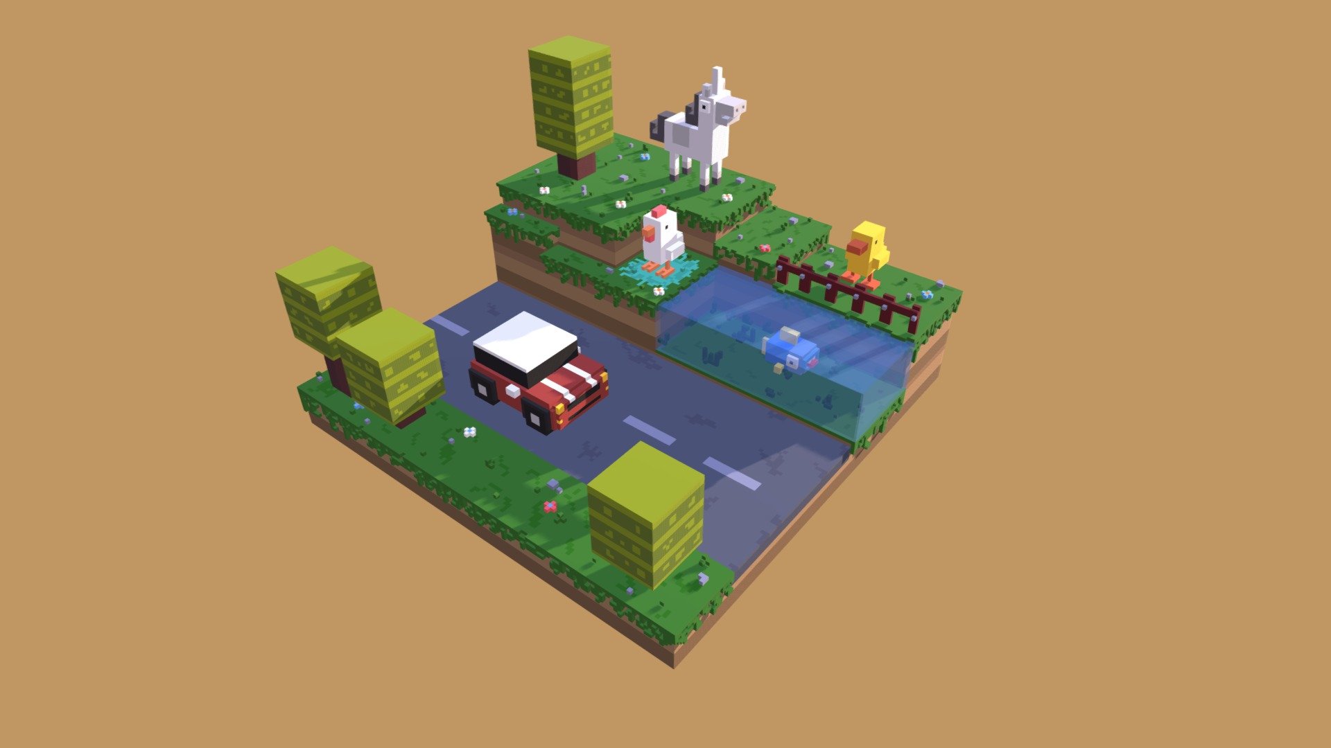 crossy road characters in game crossy road chicken model looking straight
