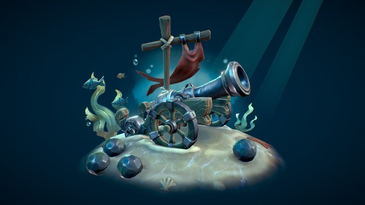 [ Student Work ] Stylised Cannon under the Sea 3D Model