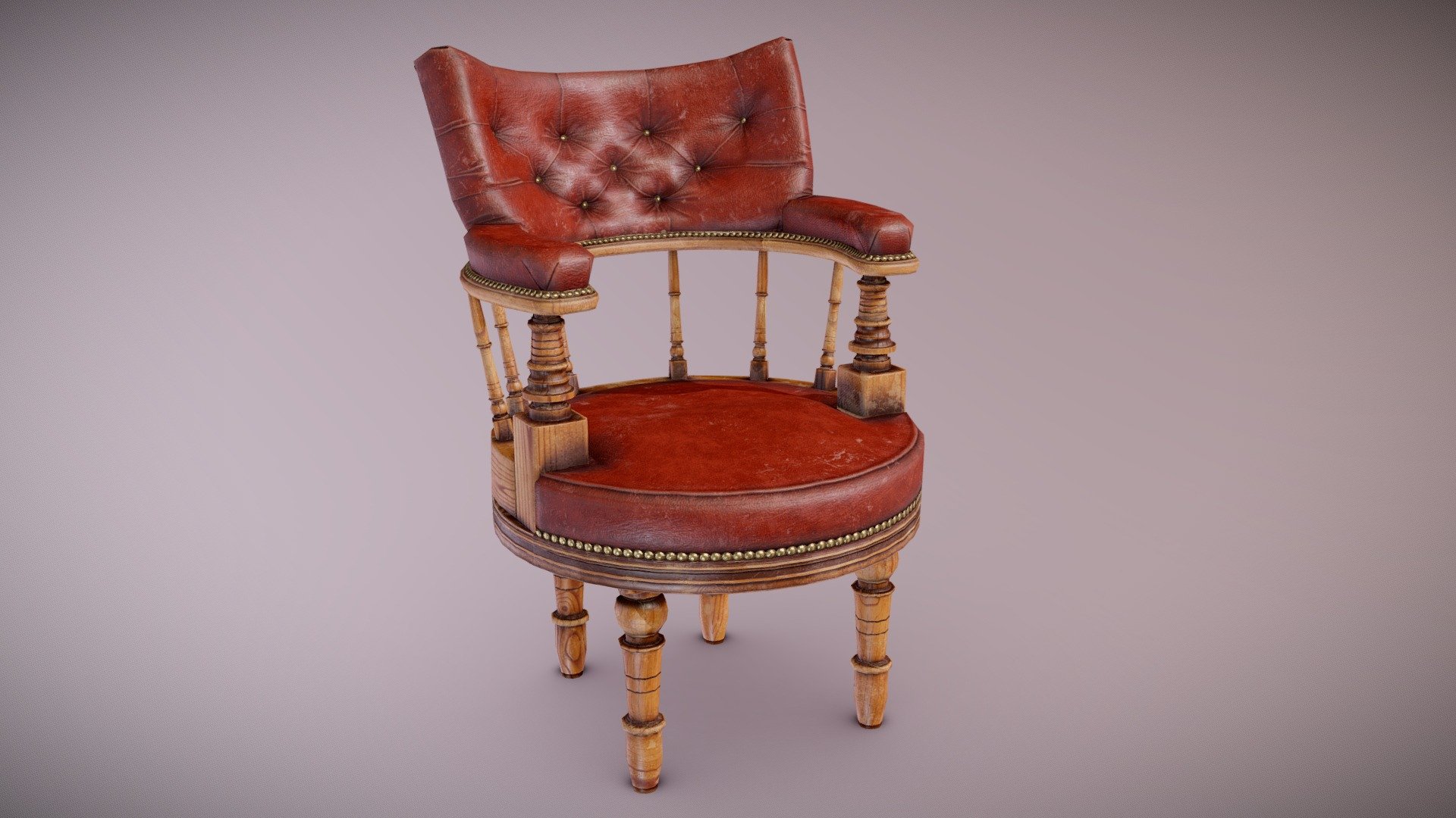ATT - Antique Leather Chair - PBR Game Ready