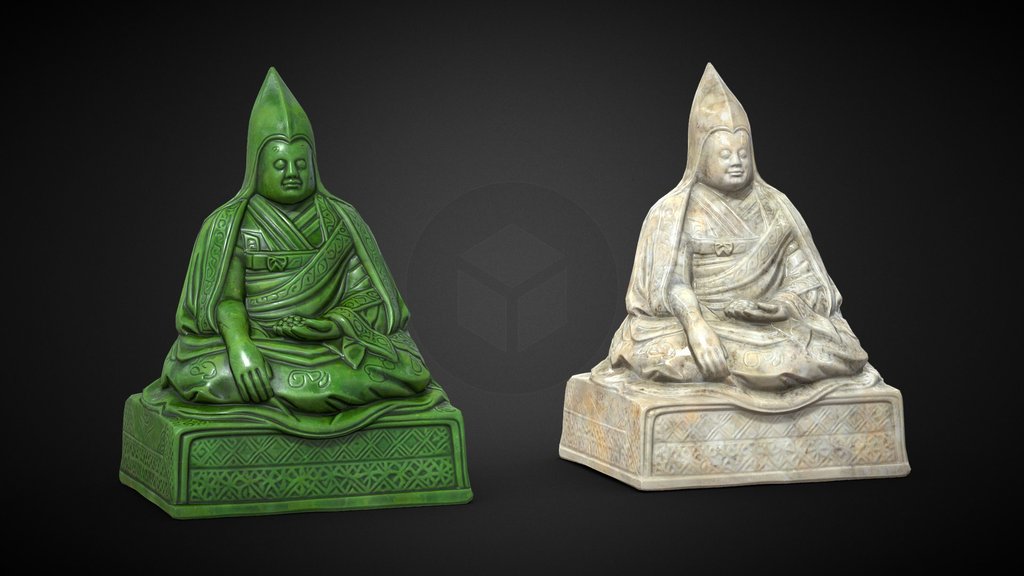 Tibetan Lama Statues Jade and Marble