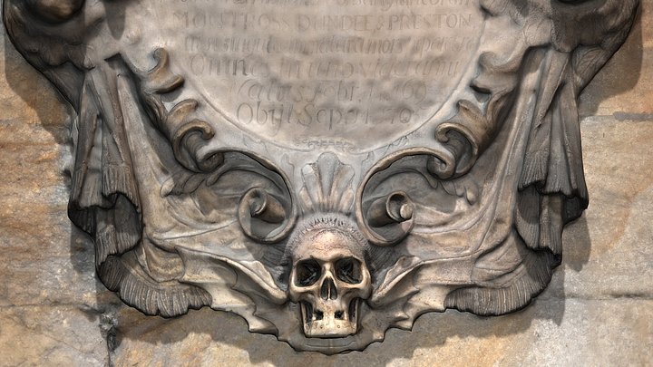 Winged skull memorial, Durham Cathedral 3D Model