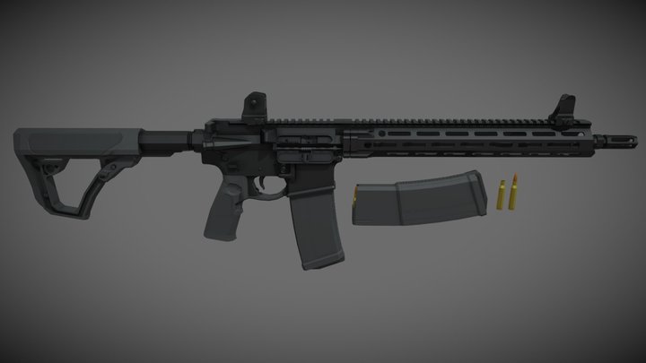 low-poly Daniel Defence M4 V7