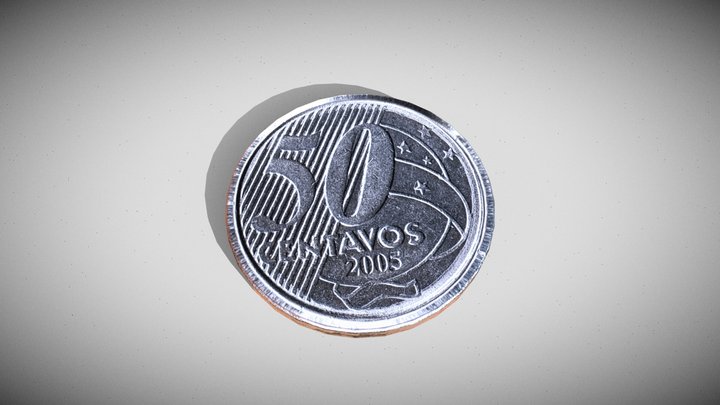 BRAZILIAN REAL COIN - 50 CENTS 3D Model