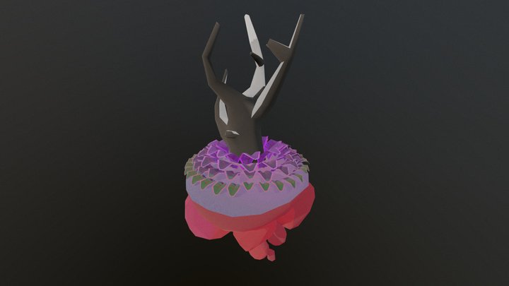 A Dead Tree on a Floating Rock 3D Model