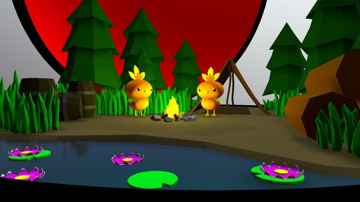 Diorama Torchic Life 3D Model