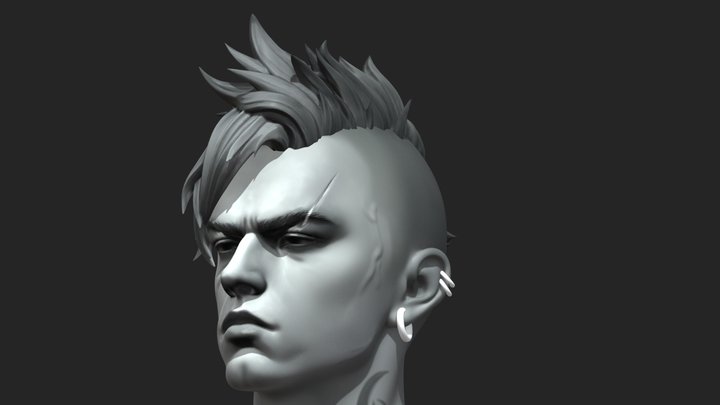 BASE MESH HEAD MALE STREET PUNK STYLE 3D Model