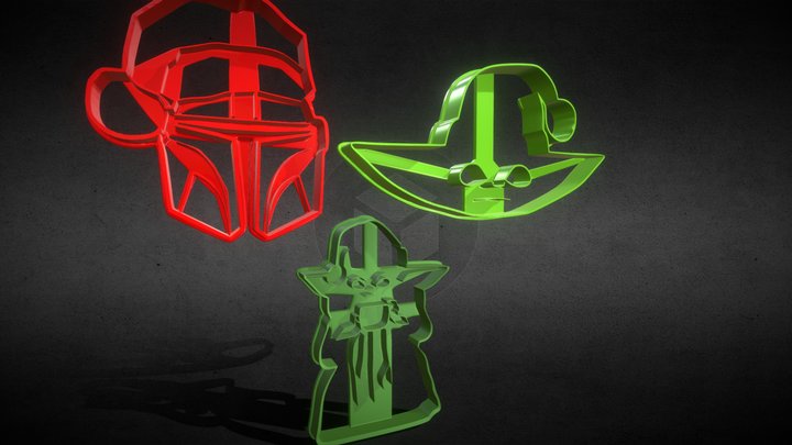 The Mandalorian cookie cutter Xmas Collection 3D Model