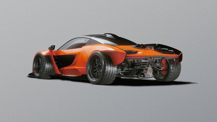 18' McLaren Senna Crxw Widebody Kit (Animated) 3D Model