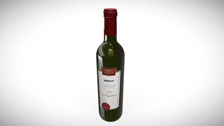 Bottle of Wine Merlot 2016 3D Model