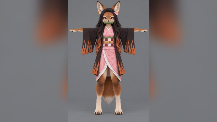 Nezuko Kamado (Demon Slayer) Furry 3D Model
