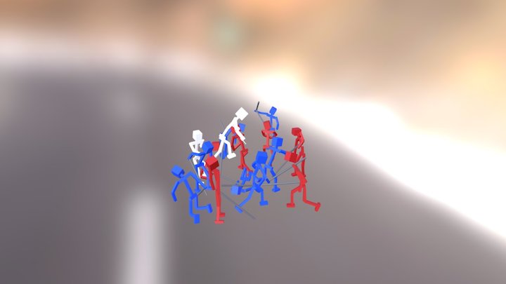 Stickman Fight Scene 3D Model