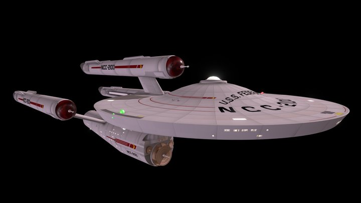 Federation Class TOS era Dreadnought 3D Model