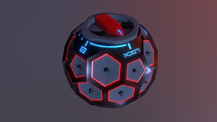 Cyber frag grenade 3D Model