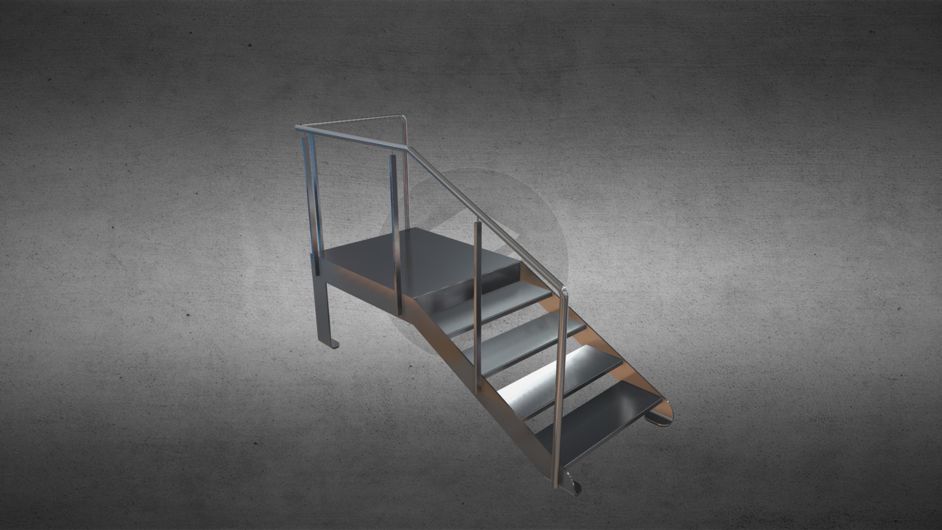 3D model Лестница нержавеющая / Stainless-steel Stair - This is a 3D model of the Лестница нержавеющая / Stainless-steel Stair. The 3D model is about a chair on a grey surface.