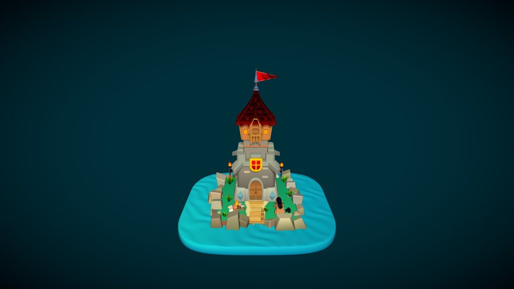 Stylized Medieval Island Tower
