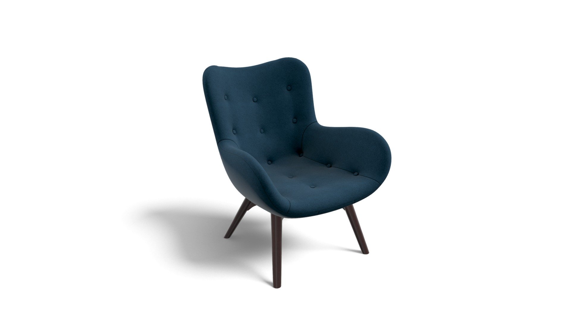Doris Armchair,Shetland Navy with Dark Wood Legs