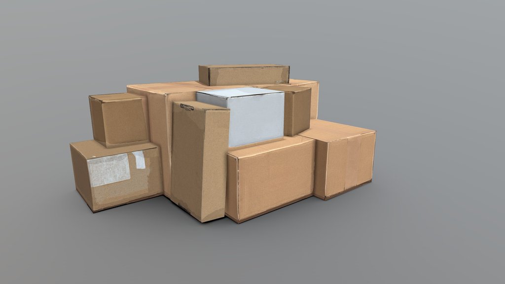 Cardboard Box Set- Low Poly