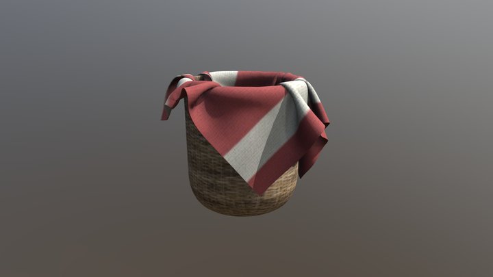 basket with cloth 3D Model