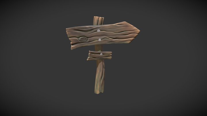 Cartoon style Wooden Sign (Free) 3D Model