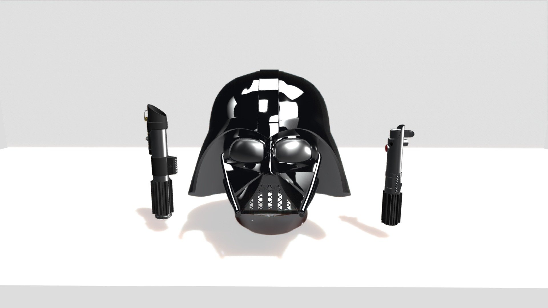 Darth Vader's helmet + Luke & Vader's Lightsaber