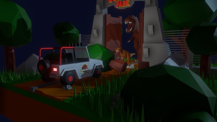 Gate Jurassic Park Abandonned 3D Model