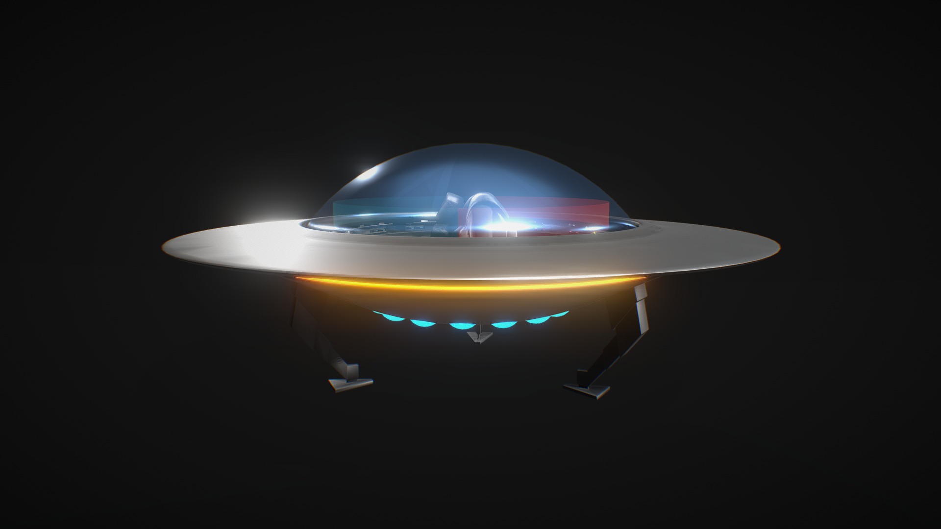 3D model Flying Saucer - This is a 3D model of the Flying Saucer. The 3D model is about a circular object with lights.