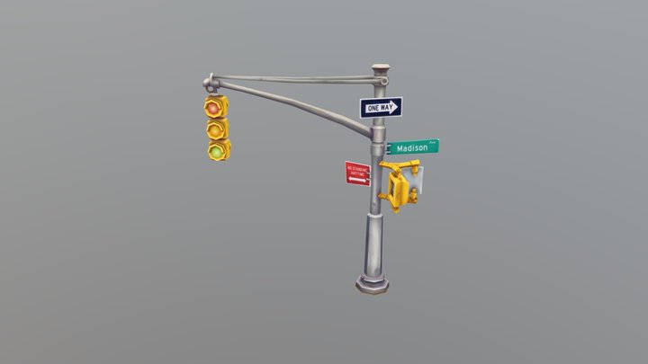 Stylized traffic light 3D Model