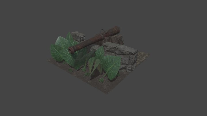 Textured Cannon Environment 3D Model