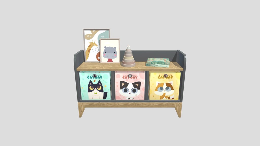 Cat Themed Kids Storage Bench