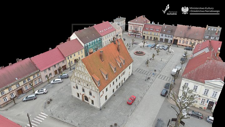 Trzcińsko-Zdrój - ratusz w rynku 3D Model