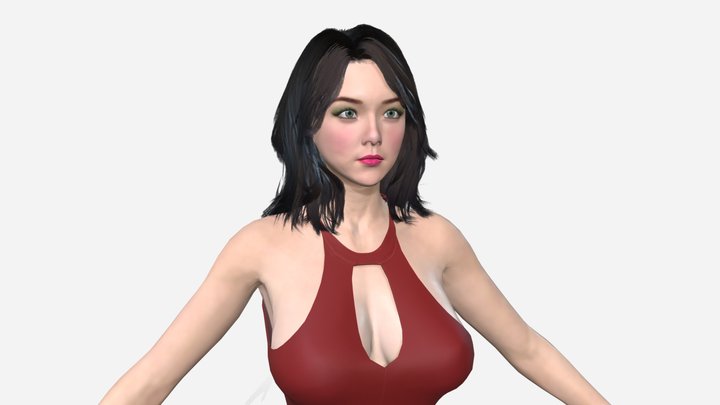 Female and necklace dress 3D Model