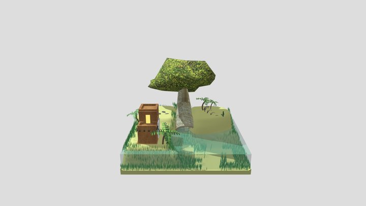 Scene Lowpoly UPHF L2 art numérique 3D Model