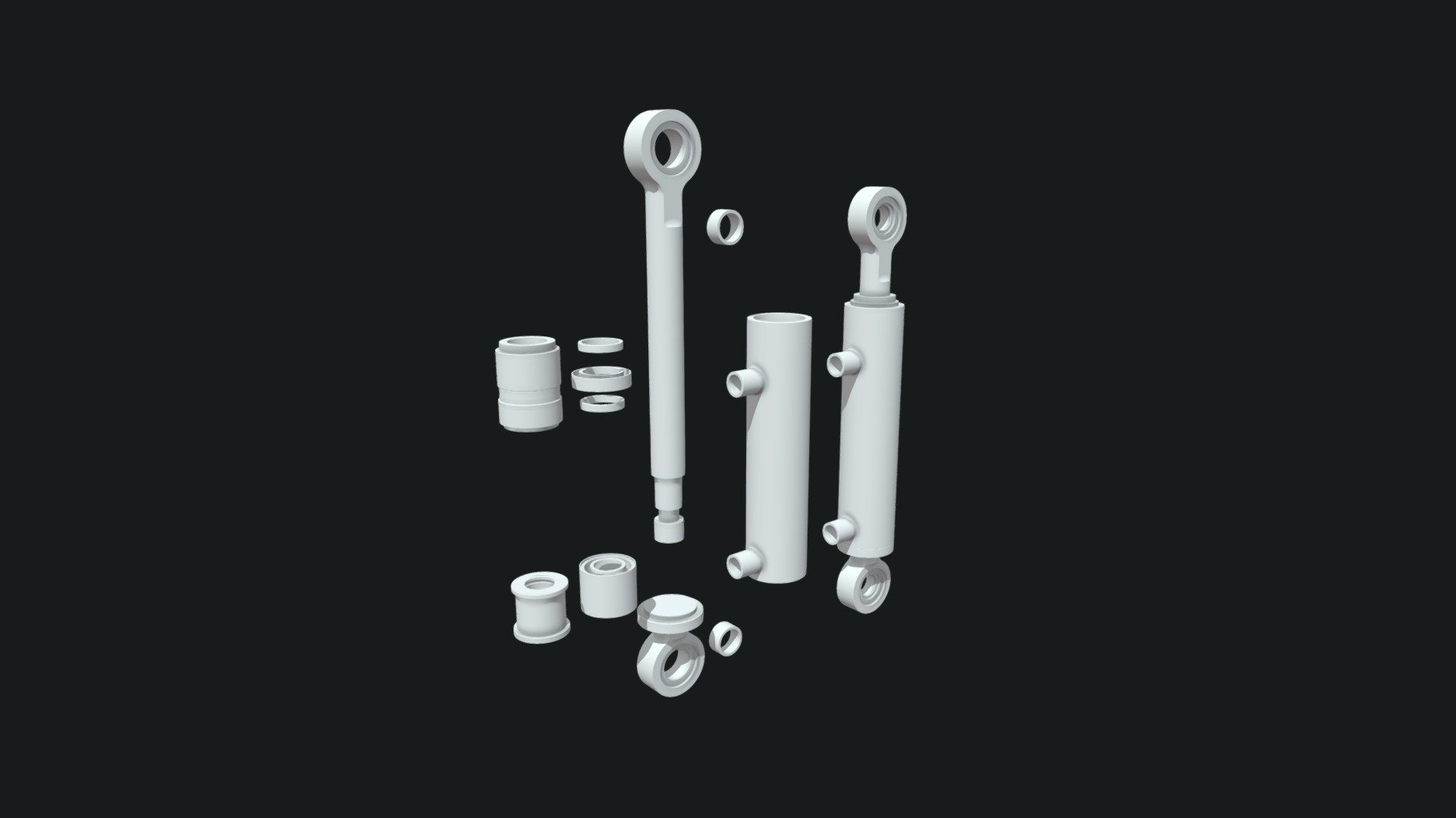 Free hydraulic cylinder circuit — Sketchfab embed 3D viewer