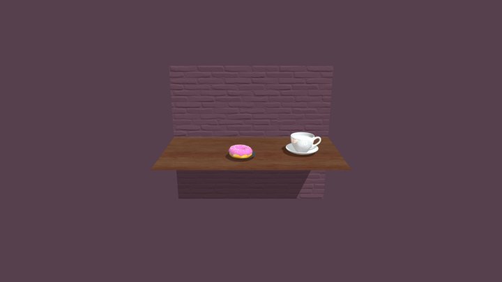 Coffee With Donut 3D Model