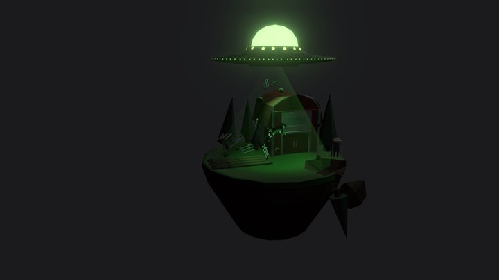 Animated UFO 3D Model